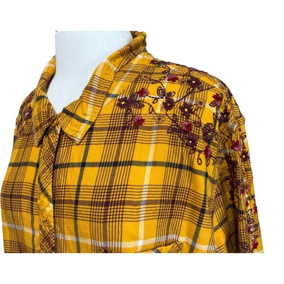 Women's 3X Wrap Pancho & Flannel Shirt Set Tartan Plaid Mustard Yellow Black - Picture 4 of 7